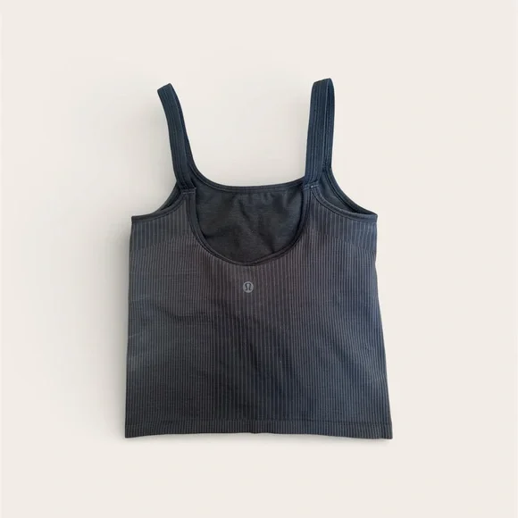 Lululemon Athletica Charcoal Ribbed Workout Tank, Size 4 - Picture 2 of 3